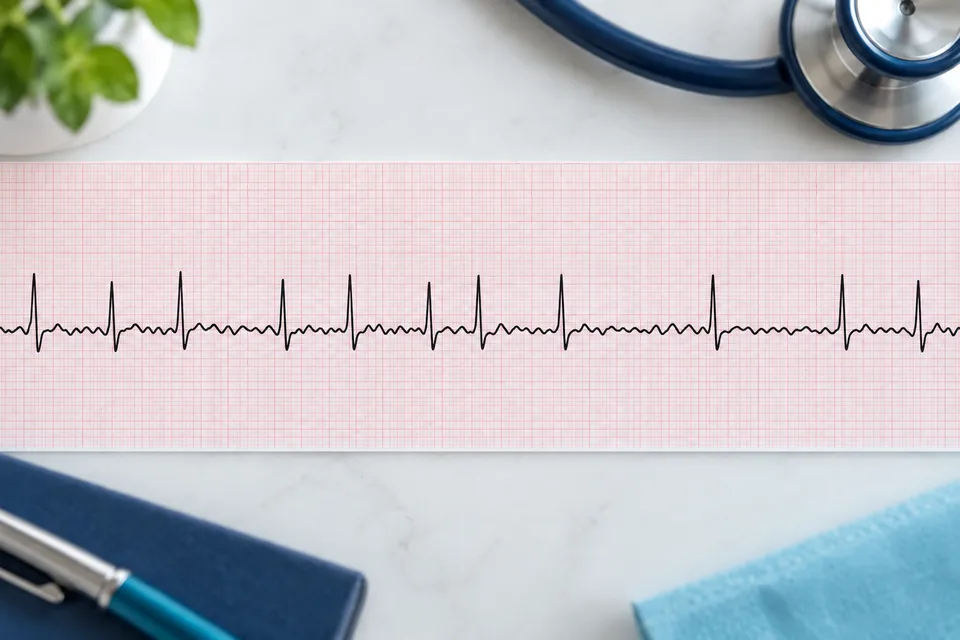 Illustration d’un tracé électrocardiographique au rythme irrégulier.